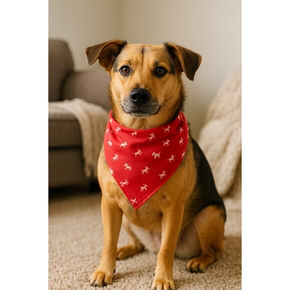 Red Dog Print Bandana PetLabCo Adjustable Triangle Scarf Accessory - Picture 1 of 9